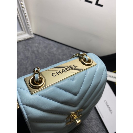 Chanel Chevron Trendy Cc Phone Light Blue Bag For Women 18cm/7in