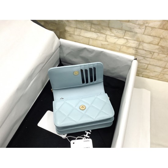 Chanel Spring And Summer 22C Turquoise For Women, Women’s Bags 6.1in/15.5cm