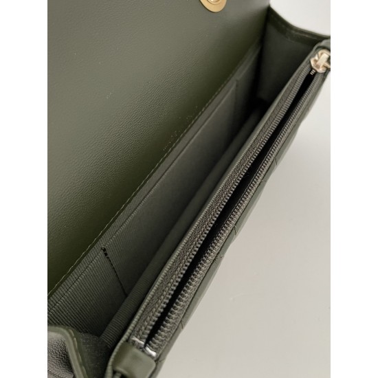 Chanel Wallet With Strap Dark Green For Women, Women’s Bags 6.7in/17cm