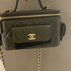 Chanel Vanity Bag With Strap Dark Green For Women, Women’s Bags 6.6in/17cm