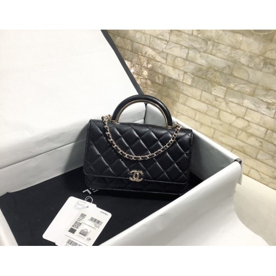 Chanel Hand-Held Oblique Cross Bag Black For Women, Women’s Bags 6.7in/19cm