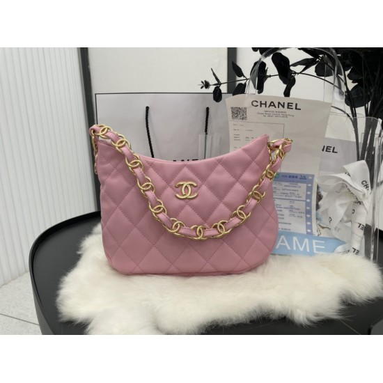 Chanel Hobo Handbag Pink For Women, Women’s Bags 9.4in/24cm