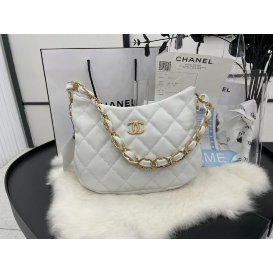 Chanel Hobo Handbag White For Women, Women’s Bags 9.4in/24cm