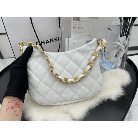 Chanel Hobo Handbag White For Women, Women’s Bags 9.4in/24cm