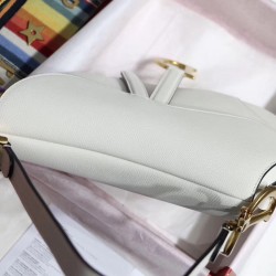 Dior Saddle Bag In White Grained Calfskin