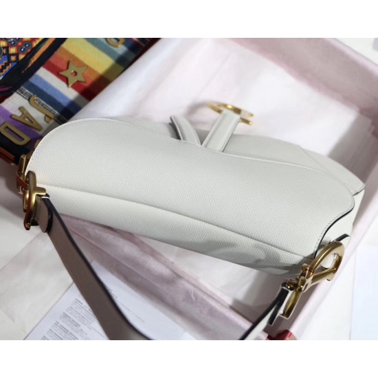 Dior Saddle Bag In White Grained Calfskin