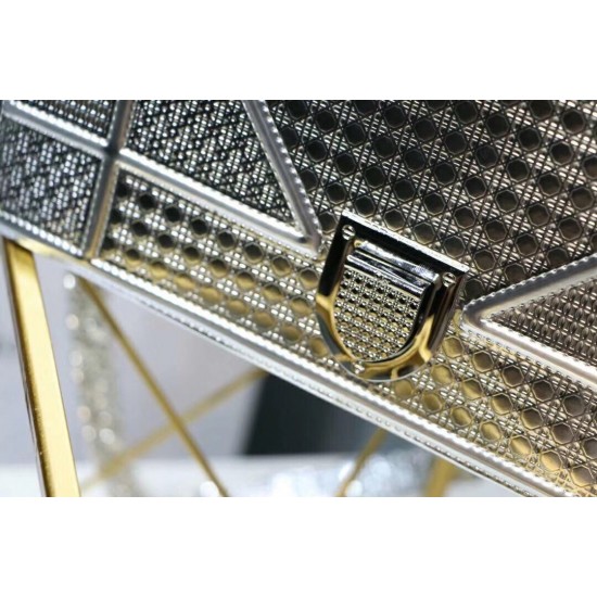 Dior Diorama Bag In Silver Metallic Calfskin