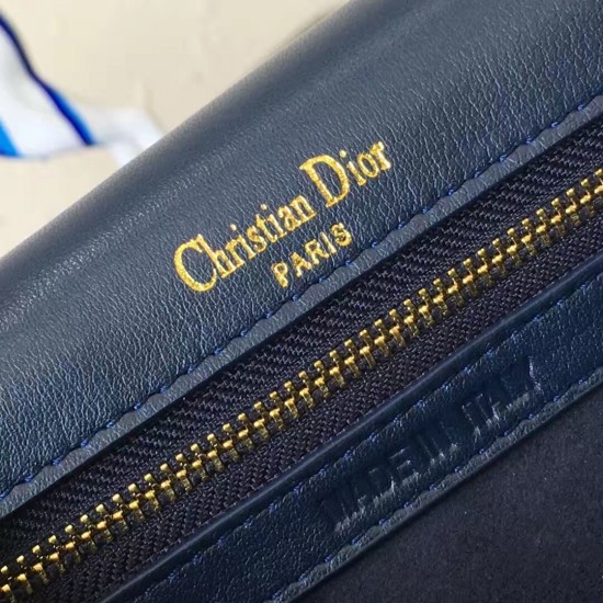 Dior Diorama Bag In Blue Studded Lambskin