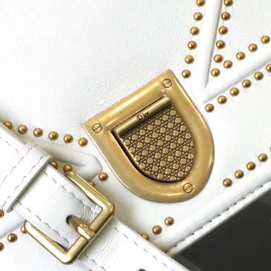 Dior Diorama Bag In White Studded Lambskin