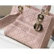 Dior Medium Lady D-Lite Bag In Pink Embroidered Canvas