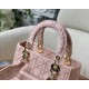 Dior Medium Lady D-Lite Bag In Pink Embroidered Canvas