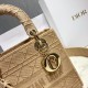 Dior Medium Lady D-Lite Bag In Beige Embroidered Canvas