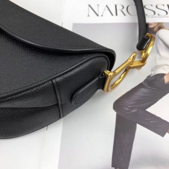 Dior Saddle Bag In Black Grained Calfskin