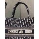 Dior Small Book Tote Bag In Blue Oblique Canvas