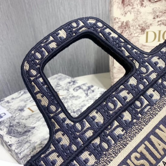 Dior Mini Book Tote Bag In Blue Oblique Canvas