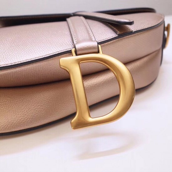 Dior Saddle Bag In Champagne Metallic Grained Calfskin