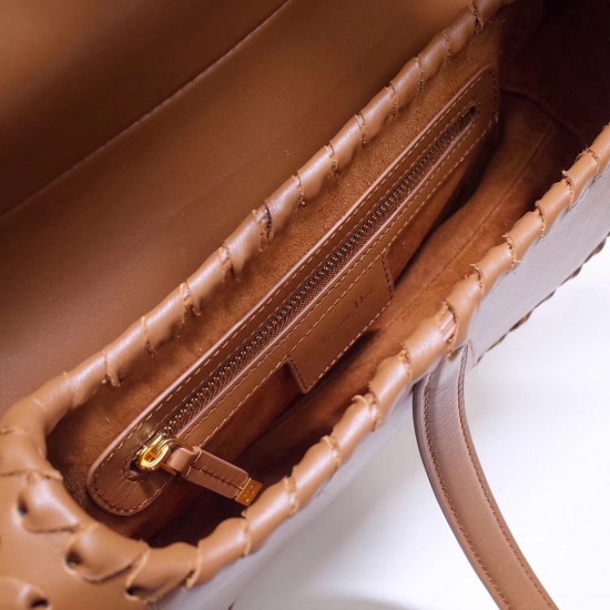 Dior Saddle Bag In Brown Calfskin With Threaded Edges