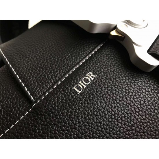 Dior Men's Saddle Belt Bag In Black Grained Calfskin