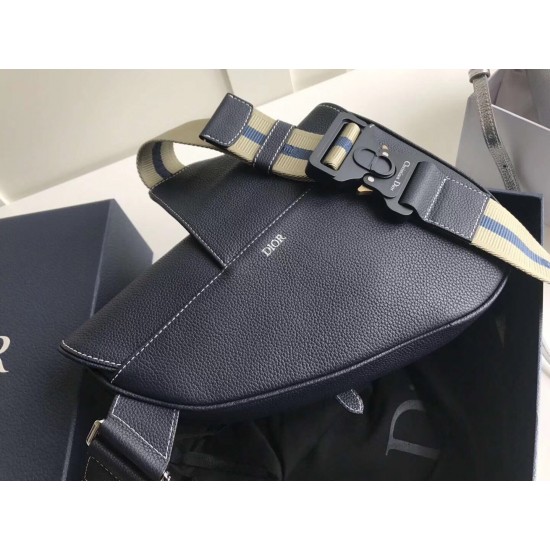 Dior Men's Saddle Belt Bag In Navy Grained Calfskin