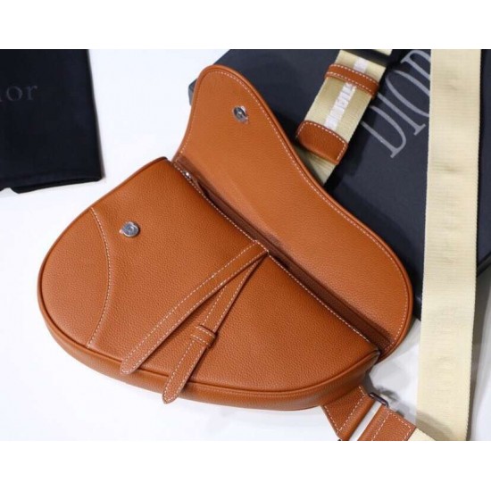 Dior Men's Saddle Belt Bag In Brown Grained Calfskin