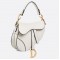 Dior Mini Saddle Bag In White Grained Calfskin