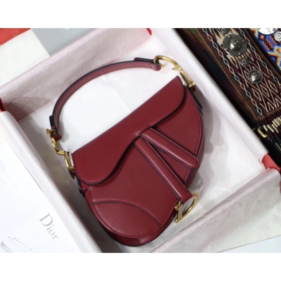 Dior Mini Saddle Bag In Red Calfskin