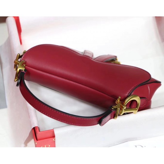 Dior Mini Saddle Bag In Red Calfskin