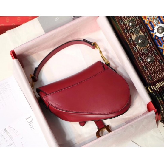 Dior Mini Saddle Bag In Red Calfskin