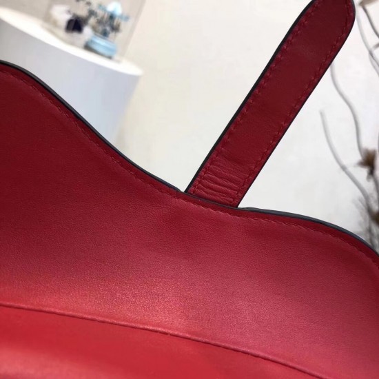 Dior Mini Saddle Bag In Red Calfskin