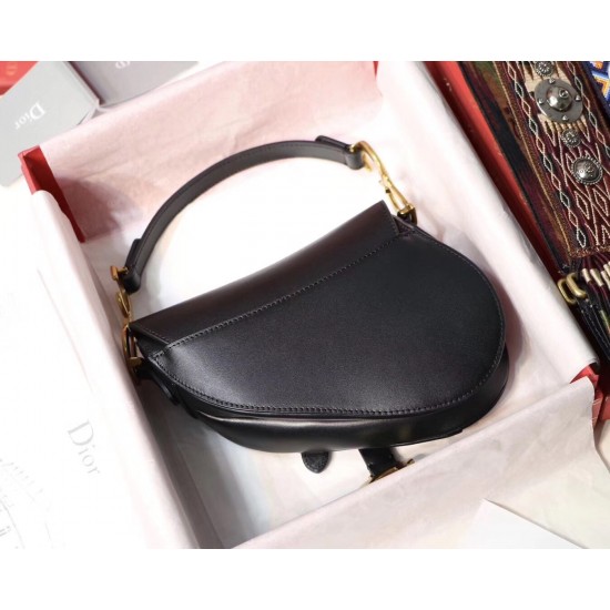 Dior Mini Saddle Bag In Black Calfskin