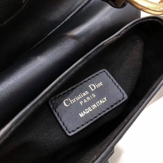 Dior Mini Saddle Bag In Black Calfskin