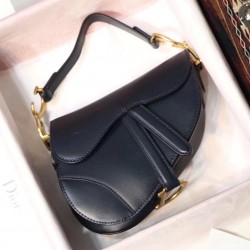 Dior Mini Saddle Bag In Blue Calfskin