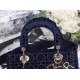 Dior Medium Lady D-Lite Bag In Blue Embroidered Velvet