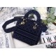 Dior Medium Lady D-Lite Bag In Blue Embroidered Velvet