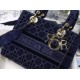 Dior Medium Lady D-Lite Bag In Blue Embroidered Velvet