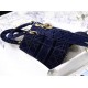 Dior Medium Lady D-Lite Bag In Blue Embroidered Velvet