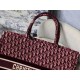 Dior Large Book Tote In Bordeaux Oblique Embroidered Velvet