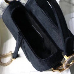 Dior Mini Saddle Bag In Black Velvet