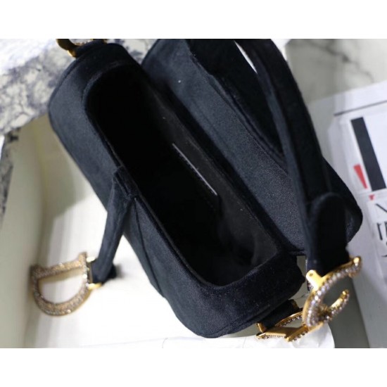 Dior Mini Saddle Bag In Black Velvet