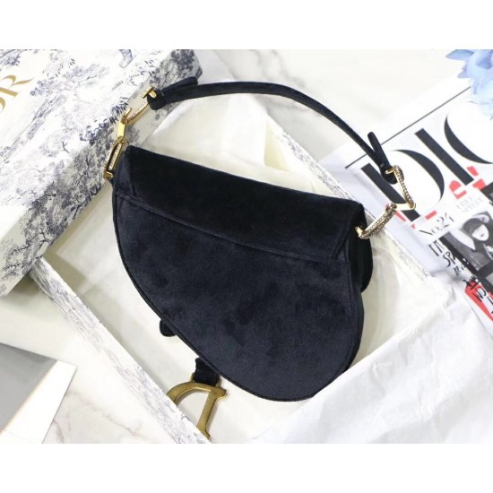 Dior Mini Saddle Bag In Black Velvet