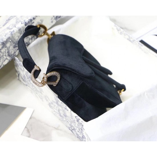 Dior Mini Saddle Bag In Black Velvet