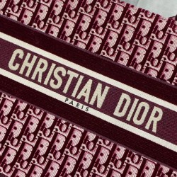 Dior Small Book Tote Bag In Bordeaux Oblique Embroidered Velvet