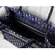 Dior Small Book Tote Bag In Blue Oblique Embroidered Velvet