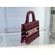 Dior Mini Book Tote Bag In Bordeaux Oblique Embroidered Velvet