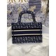 Dior Mini Book Tote Bag In Blue Dior Oblique Embroidered Velvet