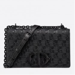 Dior 30 Montaigne Chain Bag In Black Braided Lambskin