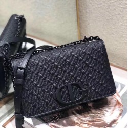 Dior 30 Montaigne Chain Bag In Black Braided Lambskin