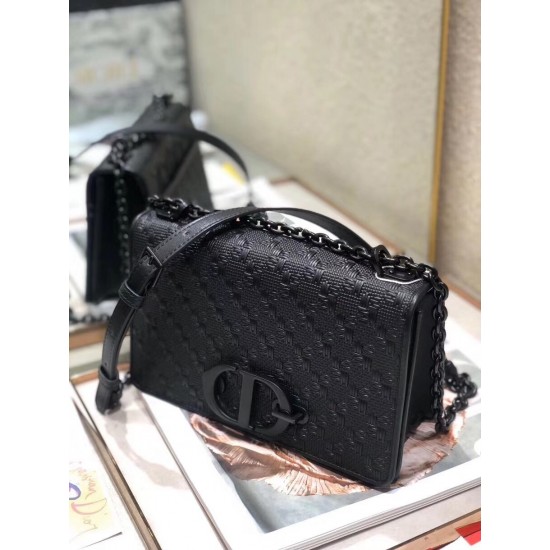 Dior 30 Montaigne Chain Bag In Black Braided Lambskin