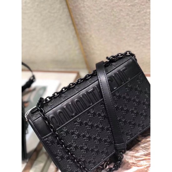 Dior 30 Montaigne Chain Bag In Black Braided Lambskin