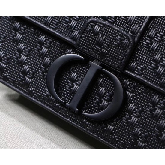 Dior 30 Montaigne Chain Bag In Black Braided Lambskin